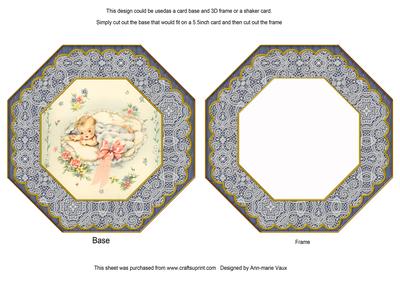 Baby Boy Octagon Lace Card Base Shaker Frame