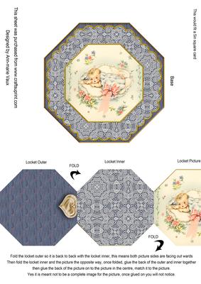 Baby Boy Octagon Lace Locket Card Front