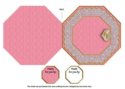 Baby Girl Octagon Lace Locket Fold Card