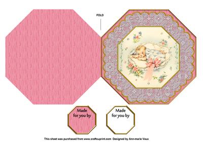 Baby Girl Octagon Lace Picture Fold Card