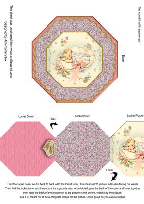 Baby Girl Octagon Lace Locket Card Front