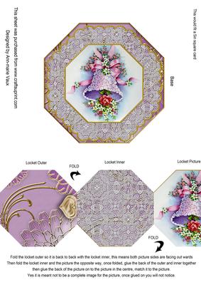 Lilac Bells Octagon Lace Locket Card Front