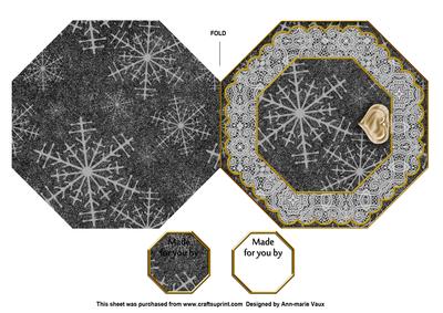 Snow Ride Octagon Lace Locket Fold Card
