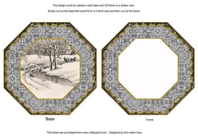 Snow Ride Octagon Lace Card Base Shaker Frame