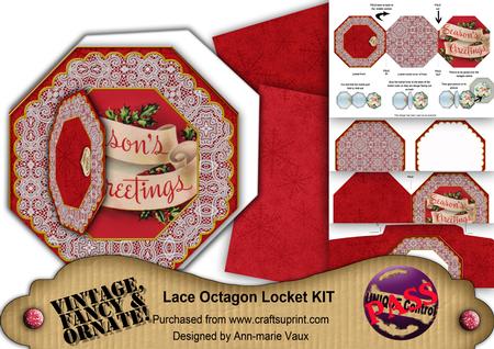 Seasons Greetings Octagon Lace 3D Locket Kit