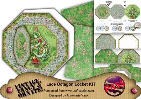 Christmas Tree Octagon Lace 3D Locket Kit