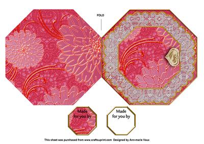 Crazee Daisies Pink Octagon Lace Locket Fold Card