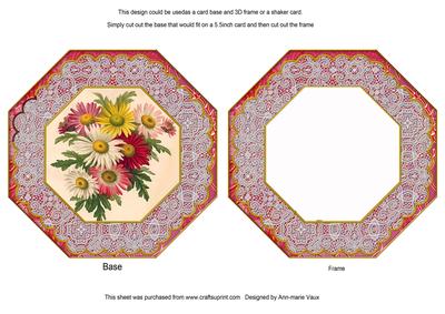 Crazee Daisies Pink Octagon Lace Card Base Shaker Frame