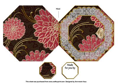 Colourful Pansies Octagon Lace Locket Fold Card