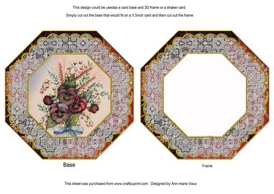 Colourful Pansies Octagon Lace Card Base Shaker Frame