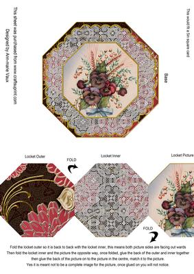 Colourful Pansies Octagon Locket Card Front