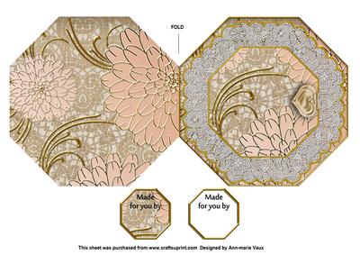 Blushing Bride Octagon Lace Locket Fold Card