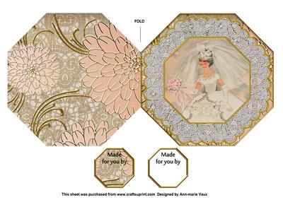 Blushing Bride Octagon Lace Picture Fold Card
