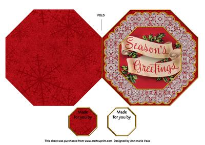 Seasons Greetings Octagon Lace Picture Fold Card