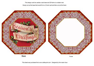 Seasons Greetings Octagon Lace Card Base Shaker Frame