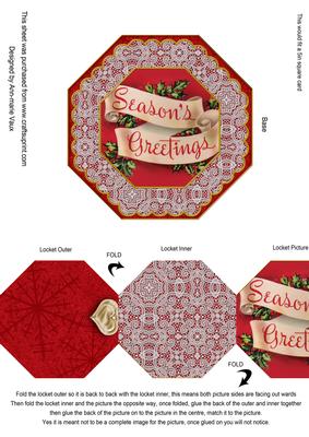 Seasons Greetings Octagon Locket Card Front