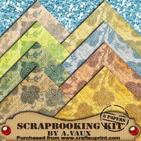 Floral Textured Pastels 8 Scrapbooking Papers Kit