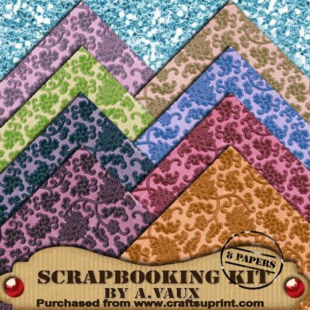 Floral Vines 8 Scrapbooking Papers Kit