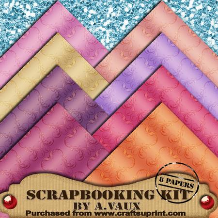 Small Heart Pastel Bouquet Pattern 8 Scrapbooking Papers Kit