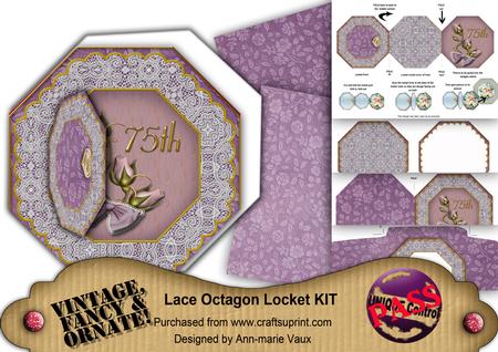 Pink Rose 75th Octagon Lace 3D Locket Kit