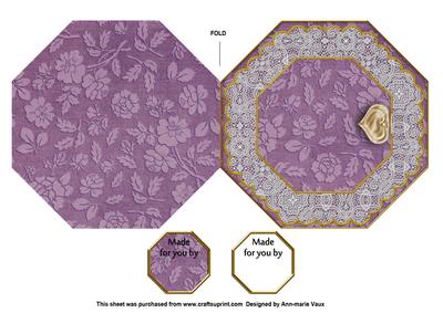 Lilac Roses 75th Octagon Lace Locket Fold Card
