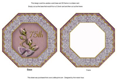 Lilac Roses 75th Octagon Lace Card Base Shaker Frame