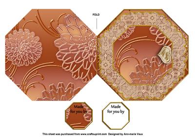 Mixed Floral Bouquet Octagon Lace Locket Fold Card