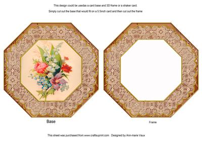 Mixed Floral Bouquet Octagon Lace Card Base Shaker Frame