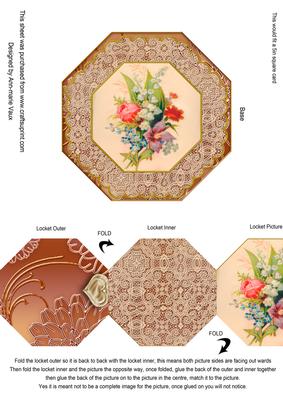 Mixed Floral Bouquet Lace Octagon Locket Card Front