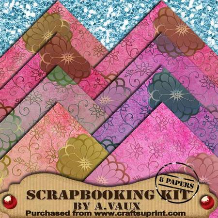 Pink Big Flowers Scapbooking Paper Kit