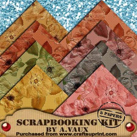 Big Florals Set 2 Mid Tones Scapbooking Paper Kit