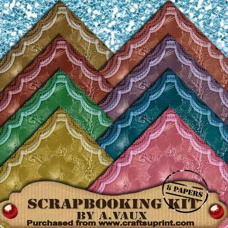 Lace Edge Floral Vintage Scapbooking Paper Kit