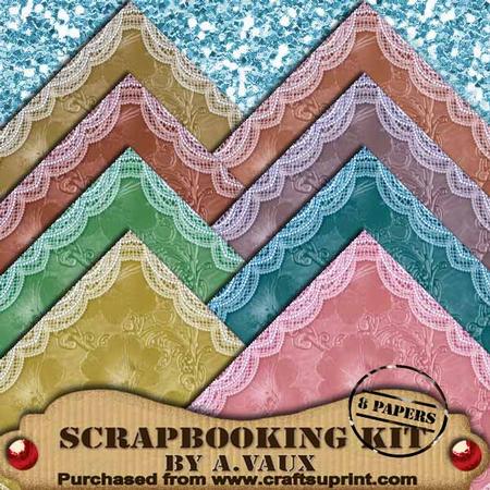 Lace Edge Floral Pastels Scapbooking Paper Kit