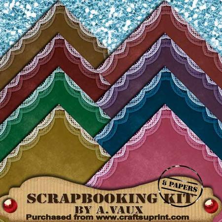 Vintage Lace Edge Dark Set Scapbooking Paper Kit