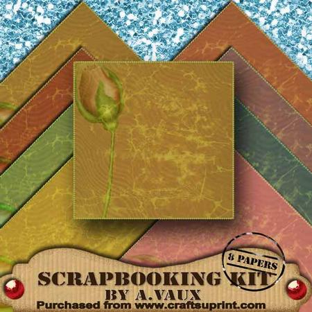 Vintage Rose Crackle Scapbooking Paper Kit