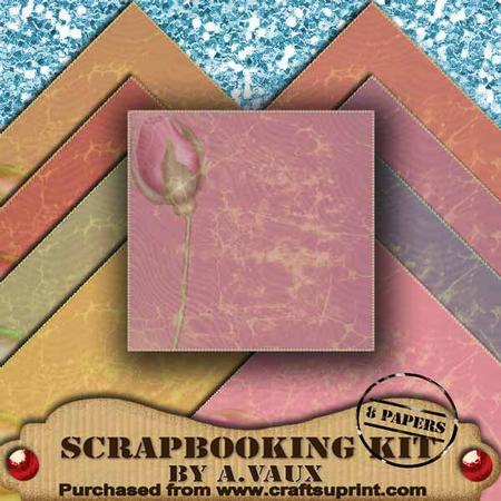 Pastel Rose Crackle Scapbooking Paper Kit