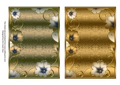 Metallic Beige and Bronze Floral 7x5in Card Base Edger