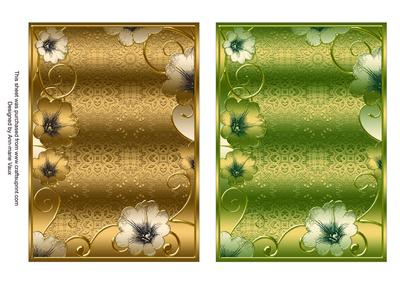 Metallic Gold and Green Floral 7x5in Card Base Edger