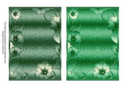 Metallic Greens Floral 7x5in Card Base Edger