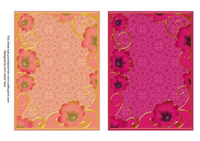 Peach and Pink Floral 7x5in Card Base Edger