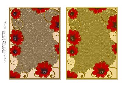 Beige and Olive Floral 7x5in Card Base Edger