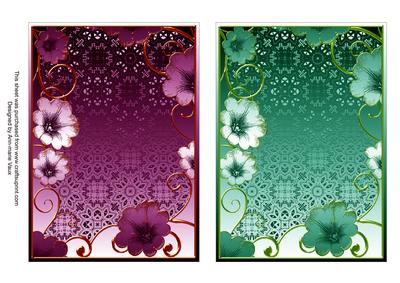 Purple and Green Floral 7x5in Card Base Edger