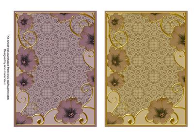 Purple and Beige Floral Lace 7x5in Card Base Edger