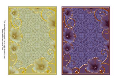 Cream and Purple Lace Floral 7x5in Card Base Edger