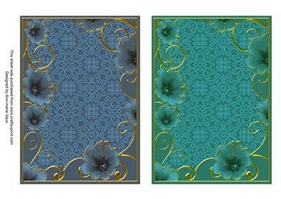 Peacock Blues Lace Floral 7x5in Card Base Edger