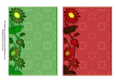 Green and Red Lace Daisy 7x5in Card Base Edger