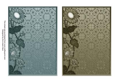 Ink and Brown Lace Daisy 7x5in Card Base Edger