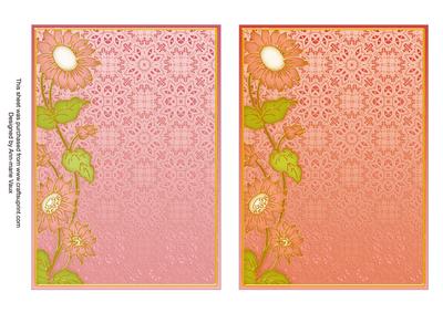 Pink and Peach Lace Daisy 7x5in Card Base Edger