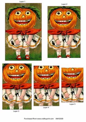 Halloween Pumpkin Girl Pyramid Toppers