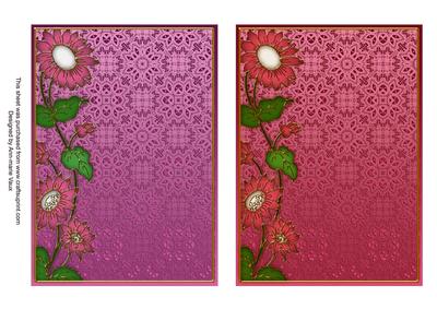 Purple and Red Lace Daisy 7x5in Card Base Edger